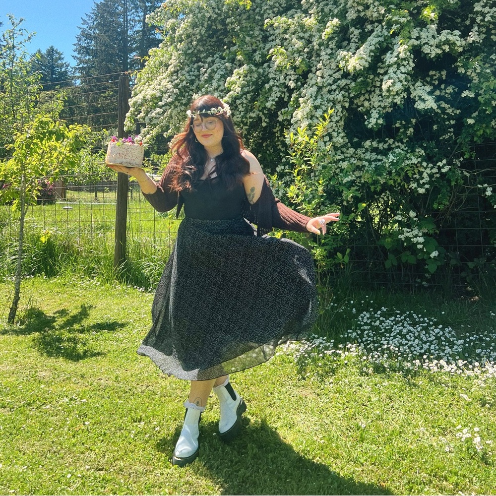 Polka Dot Floral Skirt